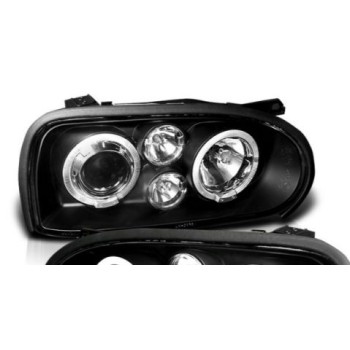 Φανάρια εμπρός Vw Golf ΙΙΙ angel eyes - black , χωρίς λάμπες (Η7) - σετ 2τμχ.