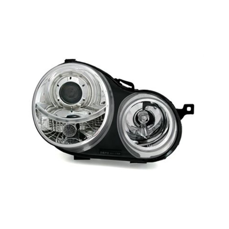 Φανάρια εμπρός Vw Polo 9N (2001-2005) angel eyes - chrome , χωρίς λάμπες (Η7) - σετ 2τμχ.