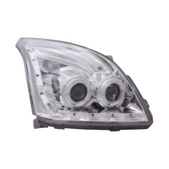 Φανάρια εμπρός Toyota Land Cruiser 120 (2003-2009) led / angel eyes - chrome , με λάμπες (Η1) - σετ 2τμχ.