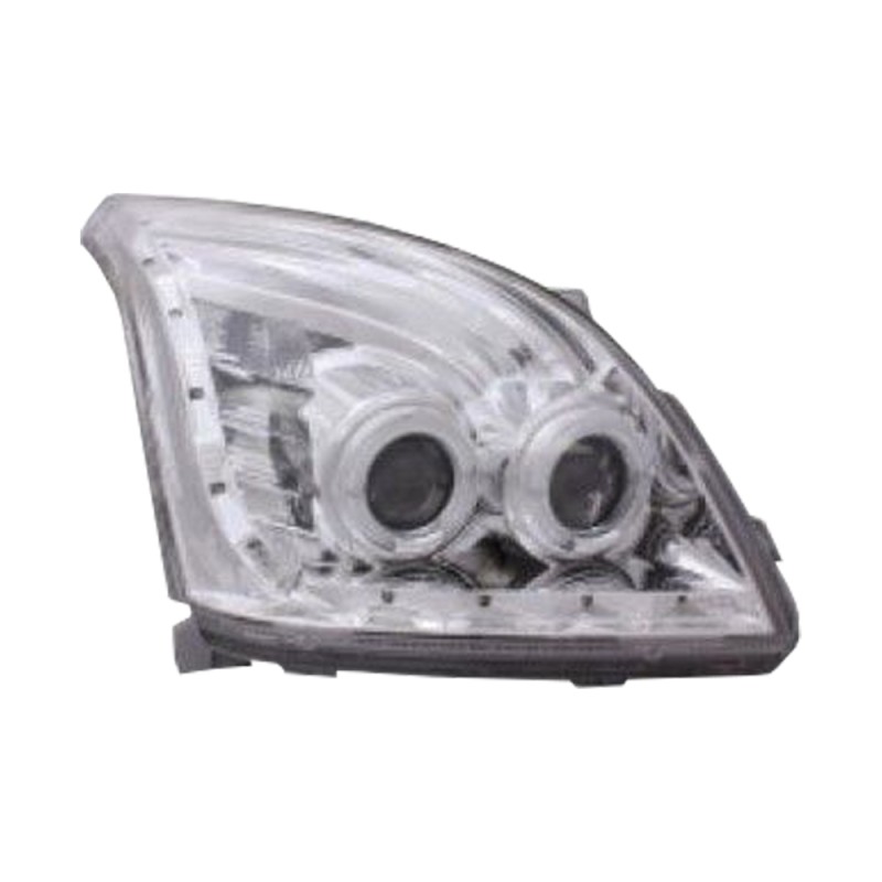 Φανάρια εμπρός Toyota Land Cruiser 120 (2003-2009) led / angel eyes - chrome , με λάμπες (Η1) - σετ 2τμχ.