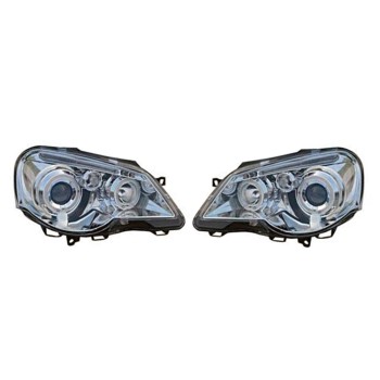 Φανάρια εμπρός Vw Polo 9N2 (2005-2009) angel eyes - chrome , με λάμπες (Η1) - σετ 2τμχ.