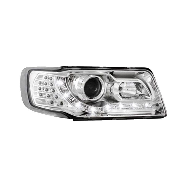 Φανάρια εμπρός Audi 100 C4 (1990-1994) led Dayline - chrome , με λάμπες (Η1) - σετ 2τμχ.