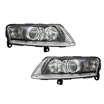 Φανάρια εμπρός Audi A6 (2004-2007) angel eyes -μαύρο , χωρίς λάμπες (Η7) - σετ 2τμχ. Φανάρια εμπρός Audi A6 (2004-2007) angel eyes -μαύρο , χωρίς λάμπες (Η7) - σετ 2τμχ.