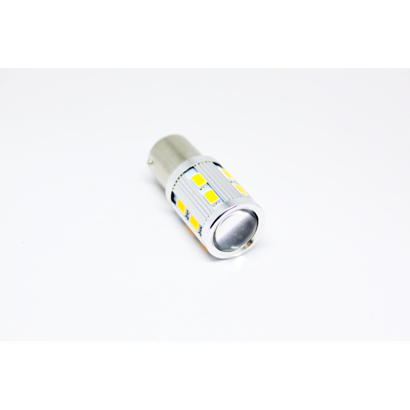 Led λάμπα BA15S με 16 ultra bright led και προτζέκτορα μονού φωτισμού πορτοκαλί - 1τμχ.