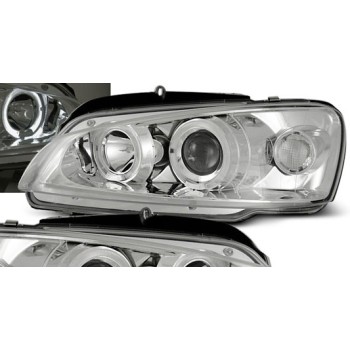 Φανάρια εμπρός Peugeot 106 angel eyes, χρωμίου, με λάμπες (Η1) - σετ 2τμχ.