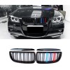Καρδιές μάσκας BMW E90 με διπλή γρίλια (2005-2008) - tri color - 2τμχ.