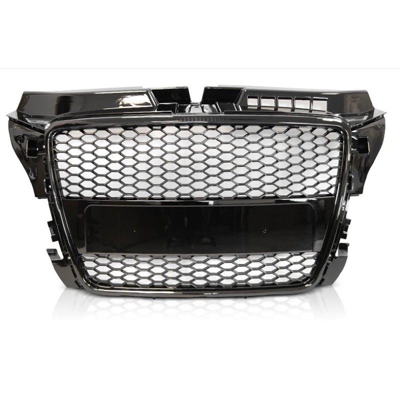 Μάσκα Audi A3 (2008-2013) με βάση για σήμα - RS-Look μαύρη γυαλιστερή