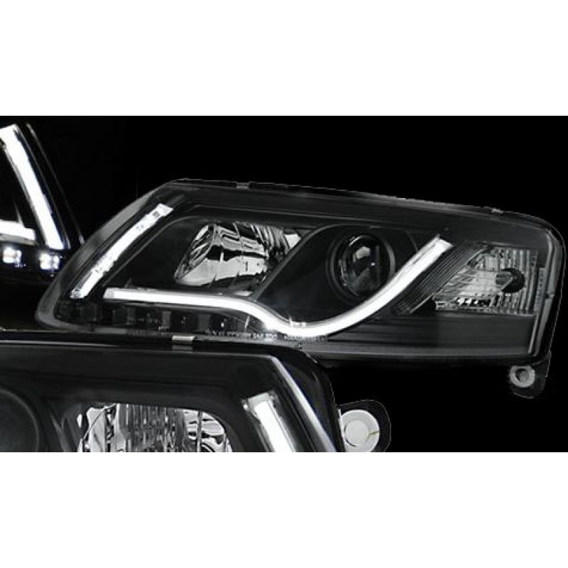 Φανάρια εμπρός Audi A6 4F (2004-2008) led lightbar, με λάμπες (H7/Η1) - σετ 2τμχ.