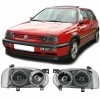 Φανάρια εμπρός Vw Golf ΙΙΙ με προτζέκτορα - ΜΚ2 design φιμέ , με λάμπες (Η1) - σετ 2τμχ.