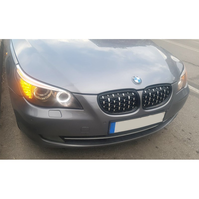 Μάσκα BMW E60 (2003-2010) - μαύρη / χρωμιού Diamond design - 2τμχ.