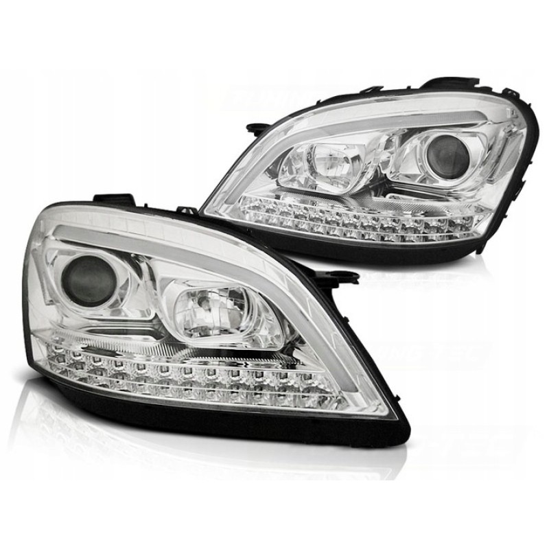 Φανάρια εμπρός Mercedes ML W164 (2005-2008) led chrome με τρεχούμενο φλας - σετ 2τμχ.