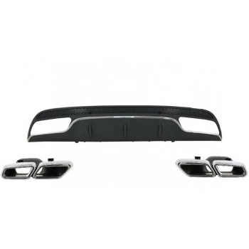 Diffuser προφυλακτήρα Mercedes C-class W205 (2014+) - AMG look - με μπούκες