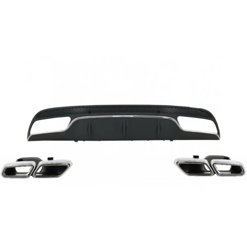 Diffuser προφυλακτήρα Mercedes C-class W205 (2014+) - AMG look - με μπούκες