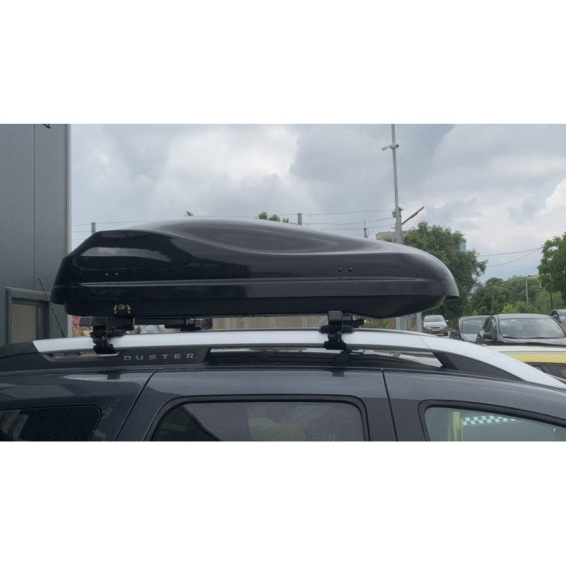 Μπαγκαζιέρα οροφής Junior Altro 140x90x38cm με μονό άνοιγμα με κλειδί, 370 λίτρα - μαύρη γυαλιστερή