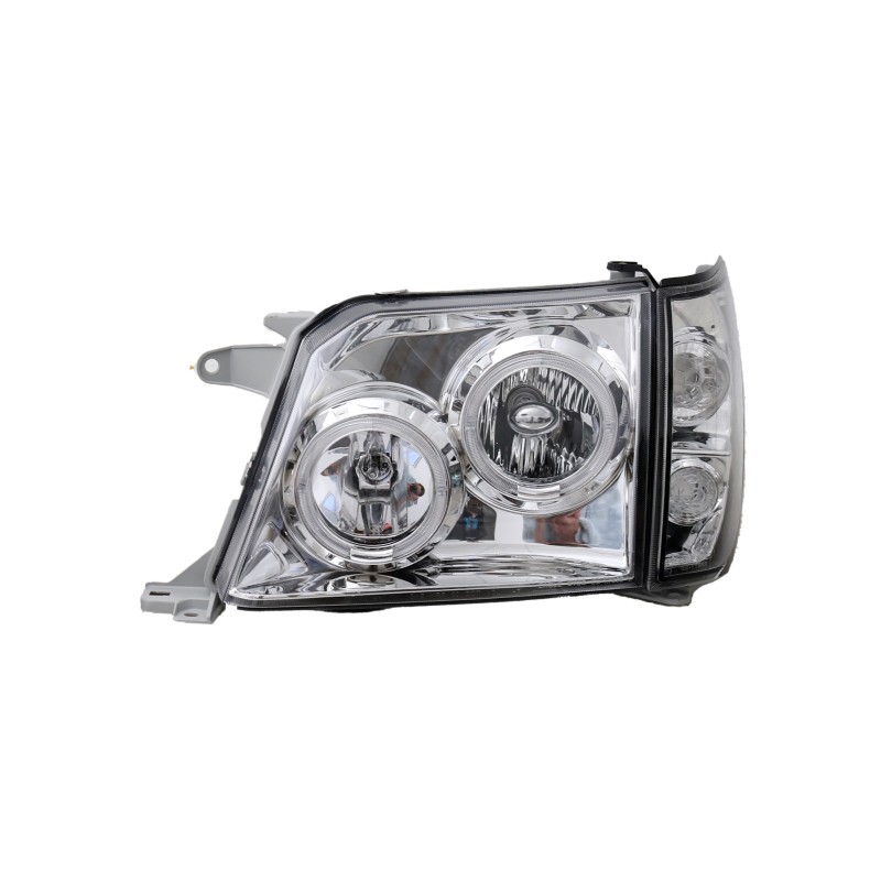 Φανάρια εμπρός Toyota Land Cruiser FJ90 (1996-2003) angel eyes - chrome , με λάμπες (Η1) - σετ 2τμχ.