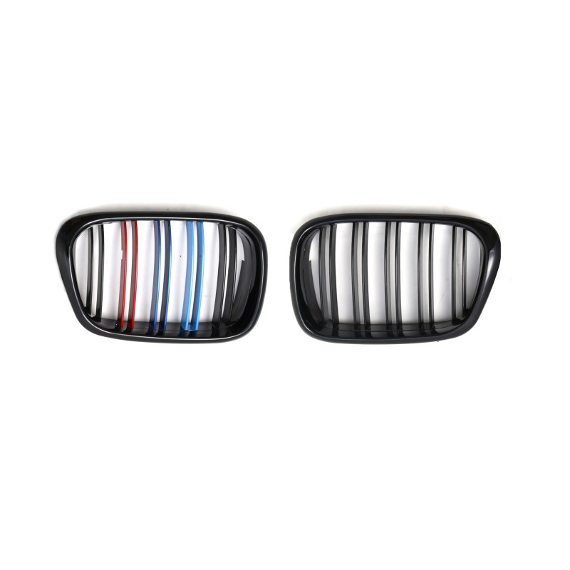 Καρδιές μάσκας BMW E39 (1995-2003) με διπλή γρίλια - tri color - 2τμχ.