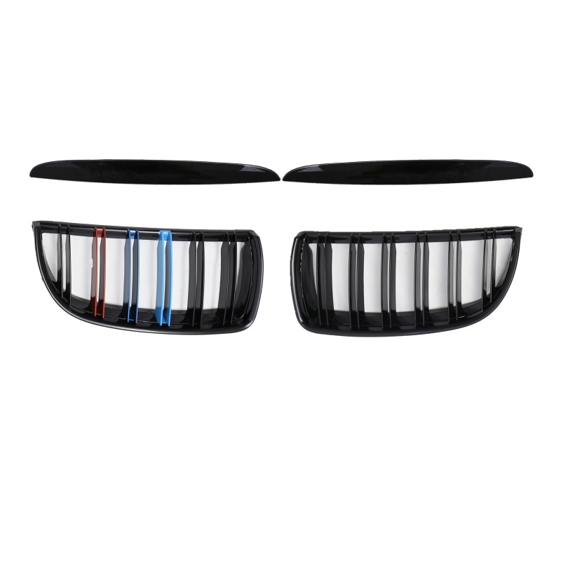 Καρδιές μάσκας BMW E90 με διπλή γρίλια (2005-2008) - tri color - 2τμχ.