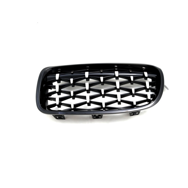 Μάσκα BMW F30 (2011-2019) - γυαλιστερή - Diamond Design - χρωμίου/μαύρη - 2τμχ.