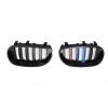 Καρδιές μάσκας BMW E60 με διπλή γρίλια (2005-2010) - tri color - 2τμχ.
