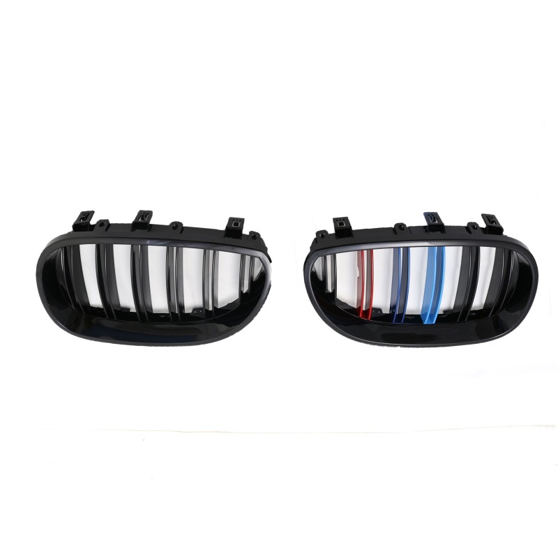 Καρδιές μάσκας BMW E60 με διπλή γρίλια (2005-2010) - tri color - 2τμχ.