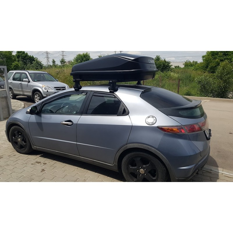 Μπαγκαζιέρα οροφής Junior Easy 145x94x40cm με 85mm στοιχεία στερέωσης με μονόπλευρο άνοιγμα και κλειδί, 420 λίτρα - μαύρη γυαλιστερή