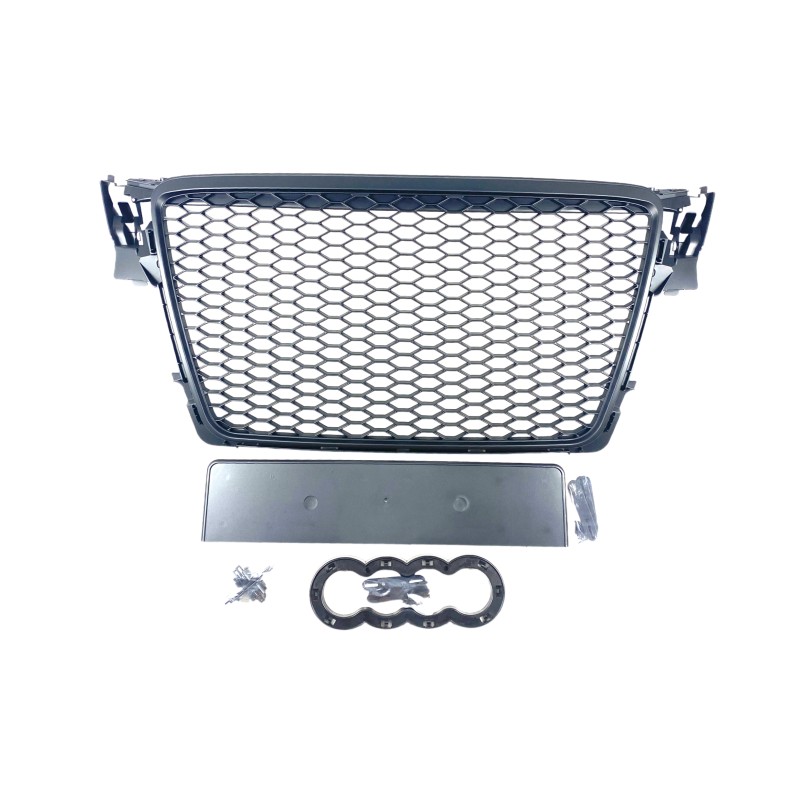 Μάσκα Audi A4 B8 (2008-2011) - RS LOOK - μαύρη ματ, χωρίς σήμα