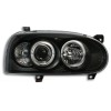Φανάρια εμπρός Vw Golf ΙΙΙ angel eyes - μαύρα , με λάμπες (Η1) - σετ 2τμχ.