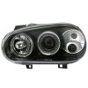 Φανάρια εμπρός Vw Golf IV angel eyes - μαύρα , με λάμπες (Η1) - σετ 2τμχ.