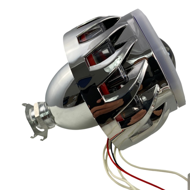 Bi xenon προτζέκτορες 2.5'' Morimoto Mini Spiral - με τετράγωνα δαχτυλίδια για angel eyes - μπλε μικρό και κόκκινο μεγάλο δαχτυλίδι -2 τμχ.