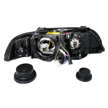 Φανάρια εμπρός BMW E39 (1995-2000) angel eyes - μαύρο χρώμα , χωρίς λάμπες (Η7) - σετ 2τμχ.