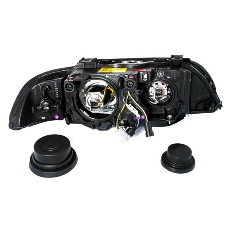Φανάρια εμπρός BMW E39 (1995-2000) angel eyes - μαύρο χρώμα , χωρίς λάμπες (Η7) - σετ 2τμχ.
