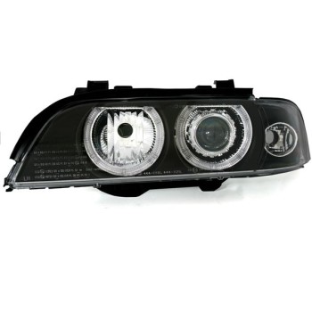 Φανάρια εμπρός BMW E39 (1995-2000) angel eyes - μαύρα , χωρίς λάμπες (Η7/D2S) - σετ 2τμχ.