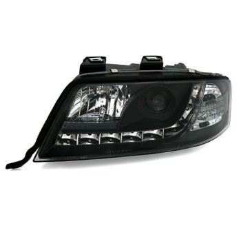 Φανάρια εμπρός Audi A6 με φώτα ημέρας (1997-2001) / Allroad 1999-2005 - μαύρα , με λάμπες (Η1) - σετ 2τμχ. Φανάρια εμπρός Audi A6 με φώτα ημέρας (1997-2001) / Allroad 1999-2005 - μαύρα , με λάμπες (Η1) - σετ 2τμχ.
