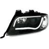 Φανάρια εμπρός Audi A6 C5 (1997-2001) led / Allroad 1999-2005 lightbar - μαύρα , με λάμπες (Η1) - σετ 2τμχ.