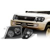 Φανάρια εμπρός Toyota Land Cruiser FJ90 (1996-2003) angel eyes - μαύρα , με λάμπες (Η1) - σετ 2τμχ.