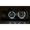 Φανάρια εμπρός Bmw E36 (1991-1999) 4d sedan angel eyes - μαύρα , με λάμπες (Η1) - σετ 2τμχ.