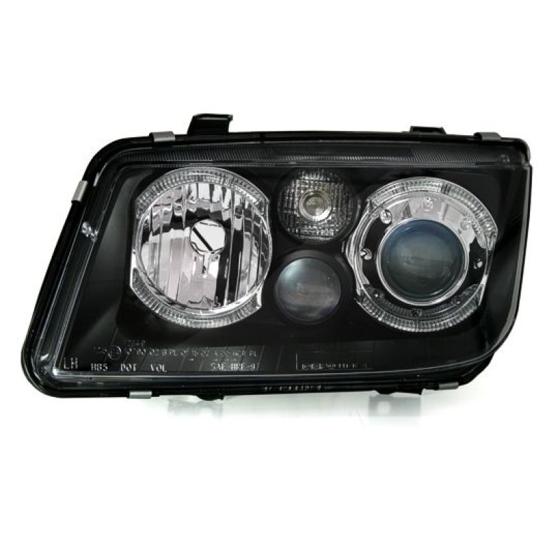 Φανάρια εμπρός Vw Bora angel eyes - μαύρα , χωρίς λάμπες (Η7) - σετ 2τμχ.
