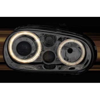 Φανάρια εμπρός Vw Golf IV R32 angel eyes - chrome , χωρίς λάμπες (Η7) - σετ 2τμχ.