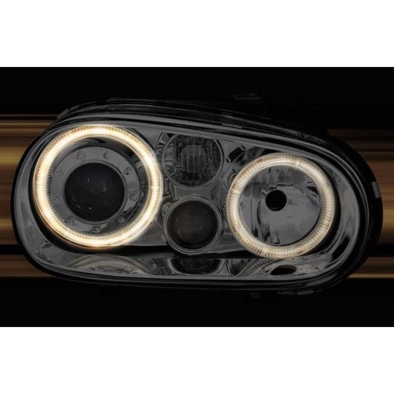 Φανάρια εμπρός Vw Golf IV R32 angel eyes - chrome , χωρίς λάμπες (Η7) - σετ 2τμχ.