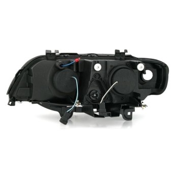 Φανάρια εμπρός BMW X5 (1999-2003) με φώτα ημέρας και angel eyes - μαύρα , με λάμπες (Η1) - σετ 2τμχ.