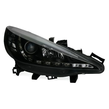 Φανάρια εμπρός Peugeot 207 (2006-20012) led - μαύρα , με λάμπες (Η1) - σετ 2τμχ.