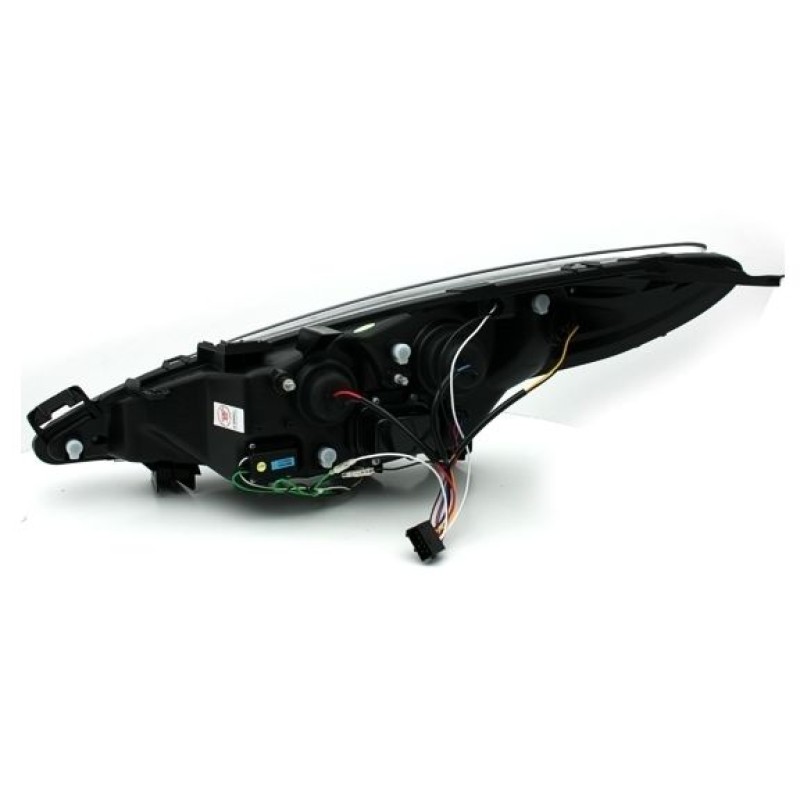 Φανάρια εμπρός Peugeot 207 (2006-20012) led - μαύρα , με λάμπες (Η1) - σετ 2τμχ.