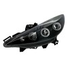 Φανάρια εμπρός Peugeot 207 (2006-2009) led angel eyes - chrome , με λάμπες (Η1) - σετ 2τμχ.