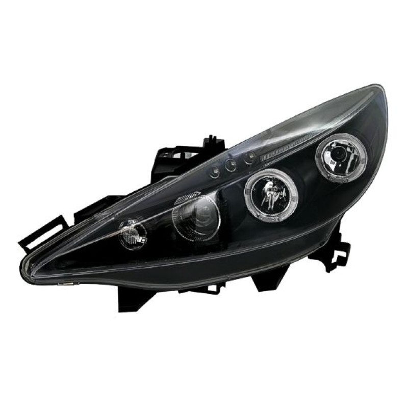 Φανάρια εμπρός Peugeot 207 (2006-2009) led angel eyes - chrome , με λάμπες (Η1) - σετ 2τμχ.