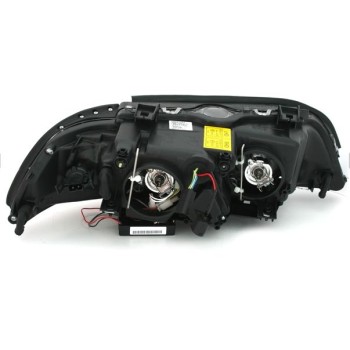 Φανάρια εμπρός BMW E39 (1995-2003) angel eyes - μαύρα , με λάμπες (Η1) - σετ 2τμχ.