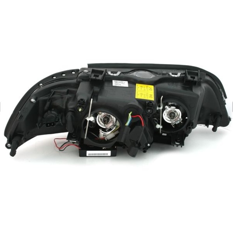 Φανάρια εμπρός BMW E39 (1995-2003) angel eyes - μαύρα , με λάμπες (Η1) - σετ 2τμχ.