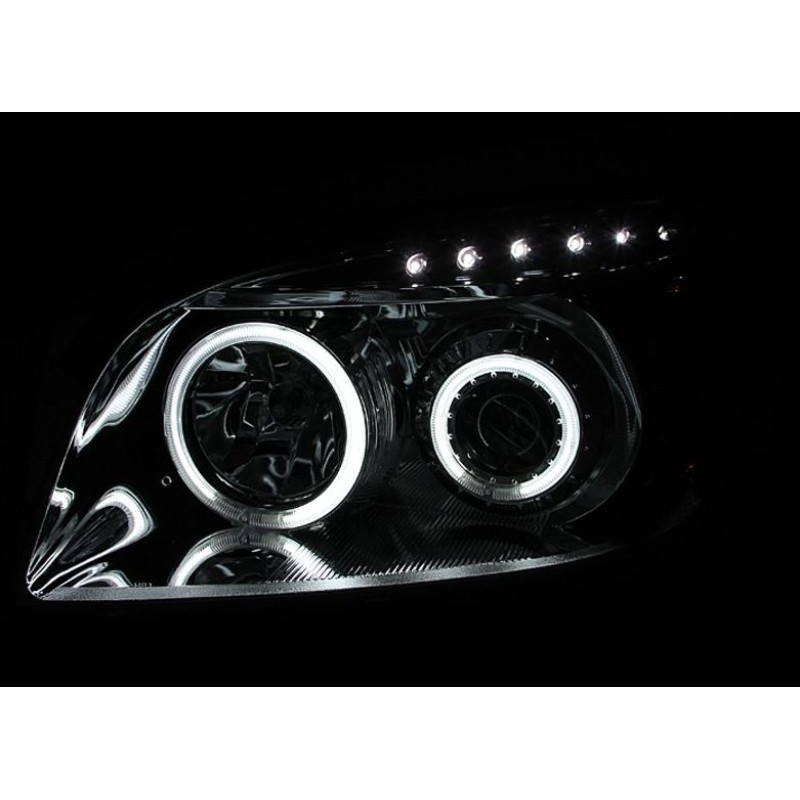 Φανάρια εμπρός Toyota Rav4 (2006-2009) angel eyes - chrome , με λάμπες (Η1) - σετ 2τμχ.