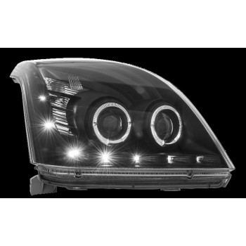 Φανάρια εμπρός Toyota Land Cruiser 120 (2003-2009) led / angel eyes - chrome , με λάμπες (Η1) - σετ 2τμχ.
