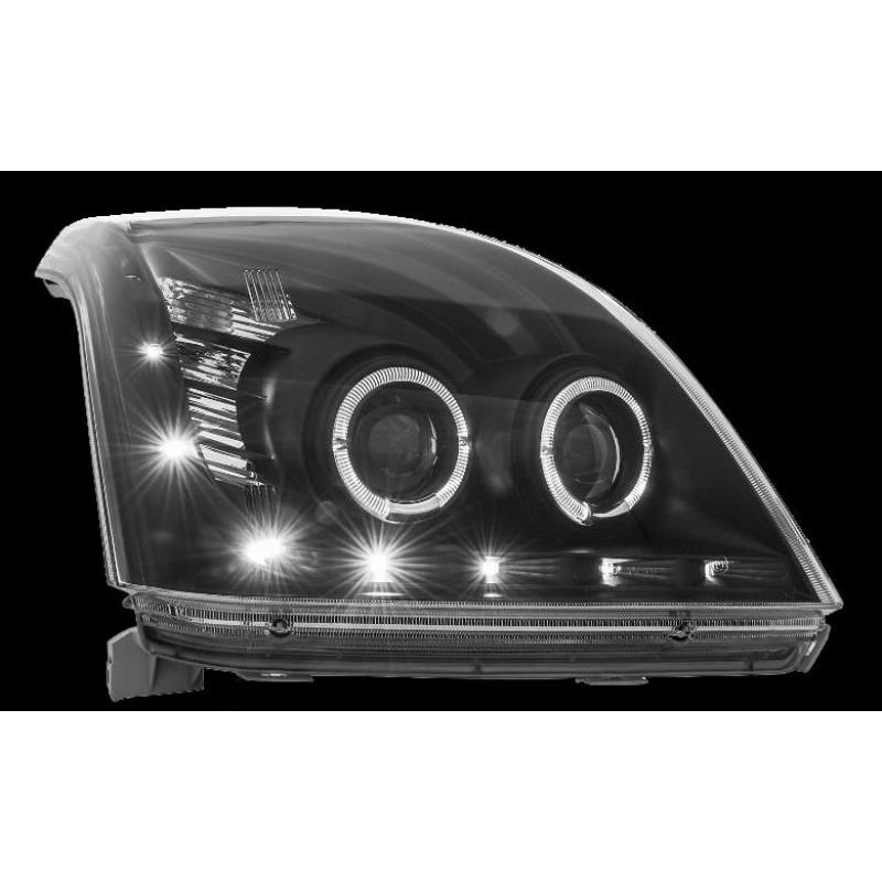 Φανάρια εμπρός Toyota Land Cruiser 120 (2003-2009) led / angel eyes - chrome , με λάμπες (Η1) - σετ 2τμχ.