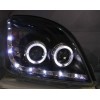 Φανάρια εμπρός Toyota Land Cruiser 120 (2003-2009) led / angel eyes - chrome , με λάμπες (Η1) - σετ 2τμχ.